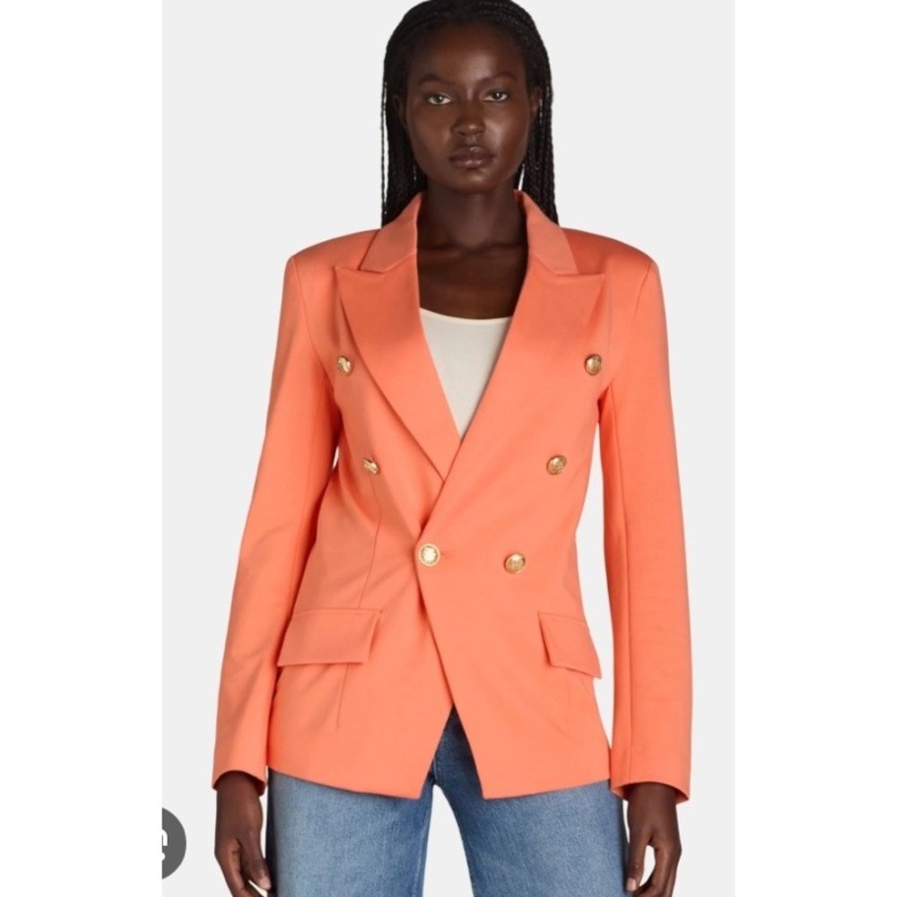 Attitude & Unknown Double Breasted Blazer Jacket Size M Apricot Gold Preppy Top